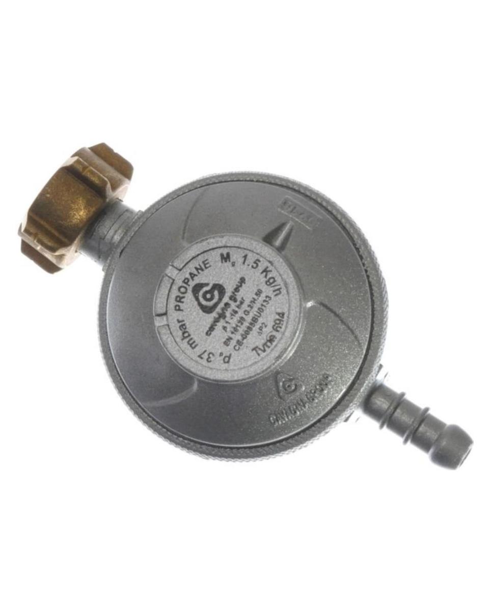Druckregler – 37 Mbar – mit Säule und Schlauchklemme – H 4,5 x 6,4 x 11,1 cm – Hendi – 152188