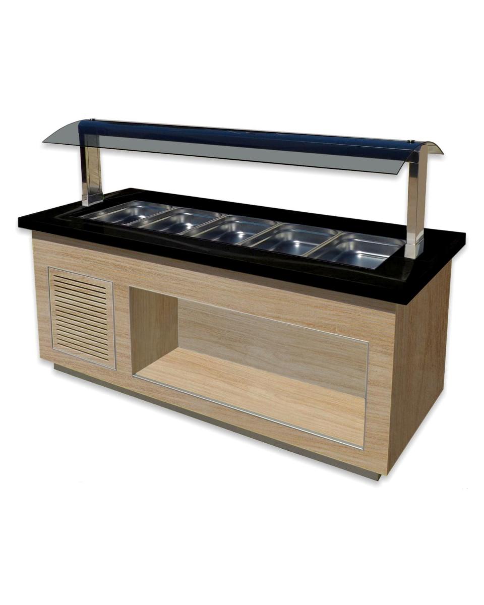 Warmes Buffet - 5x 1/1 GN - Braun - Edelstahl - 230V - H 135 x B 200 x T 88 CM - Saro - 366-2610