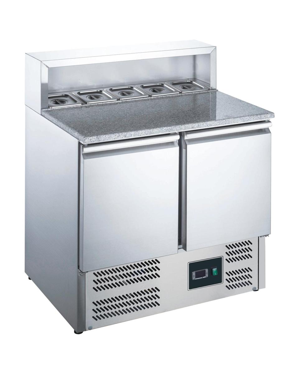 Pizza-Zubereitungstisch – Digitale Temperaturregelung – Edelstahl – 198 Liter – 230 V – H 86,1 x B 90,3 x T 70 cm – Saro – 465-1040