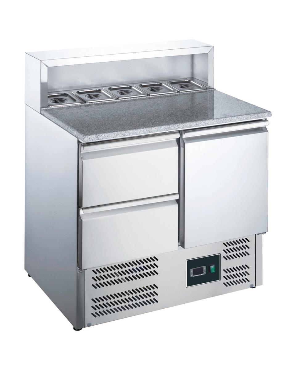 Pizza-Zubereitungstisch – Digitale Temperaturregelung – Edelstahl – 198 Liter – 230 V – H 86,1 x B 90,3 x T 70 cm – Saro – 465-1045