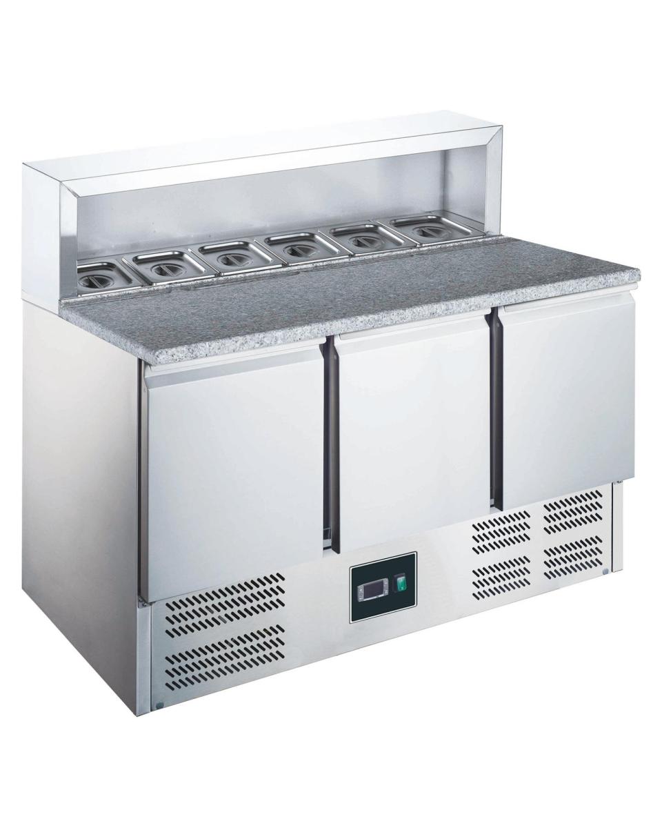 Pizza-Zubereitungstisch – Digitale Temperaturregelung – Edelstahl – 350 Liter – 230 V – H 86,1 x B 136,8 x T 70 cm – Saro – 465-1050