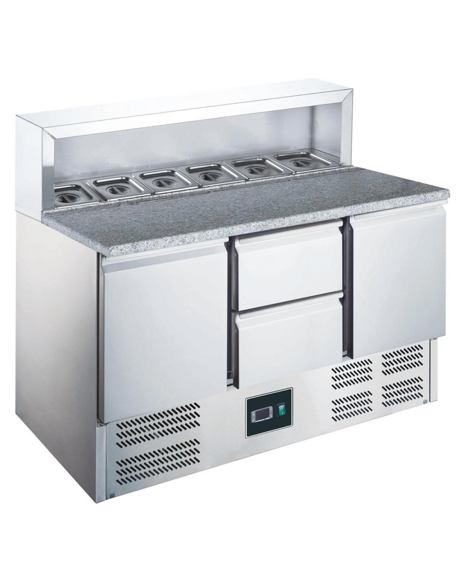 Pizza-Zubereitungstisch – Digitale Temperaturregelung – Edelstahl – 350 Liter – 230 V – H 86,1 x B 136,8 x T 70 cm – Saro – 465-1055