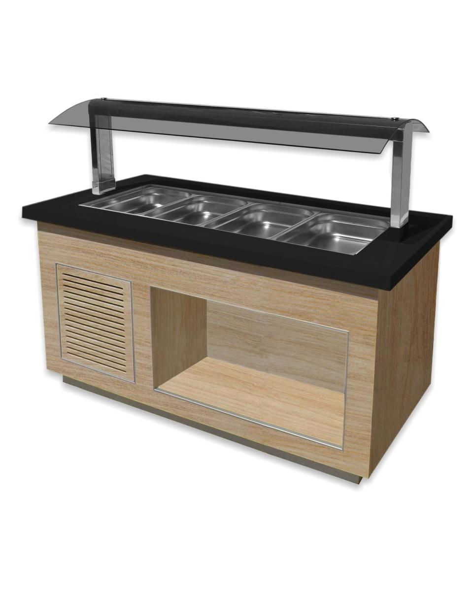 Buffet - 4x 1/1 GN - Braun - Edelstahl - 230V - H 135 x B 170 x T 88 CM - Saro - 366-2605