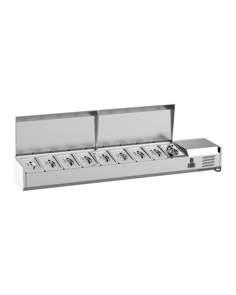 Kühlvitrine - 200 cm - 9 x 1/3 GN - Edelstahl - G-Line