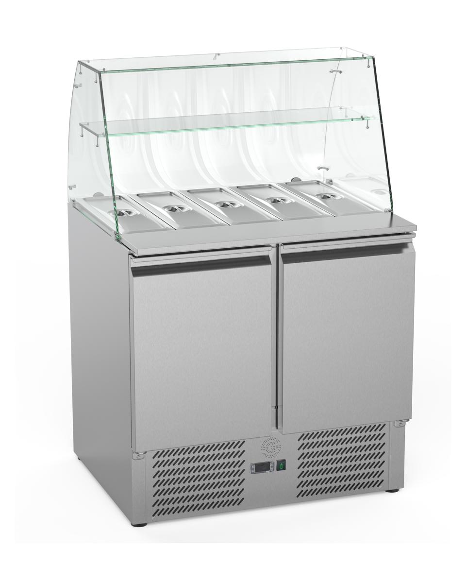 Saladette - 2 Türen - 2 x 1/1 GN + 1 x 1/2 GN - Glasaufsatz - Motor unten - G-Line