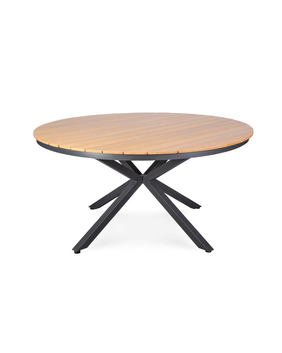 Terrassentisch Rund - 150 Ø - Polywood-Platte - Aluminiumrahmen Anthrazit - G-Line