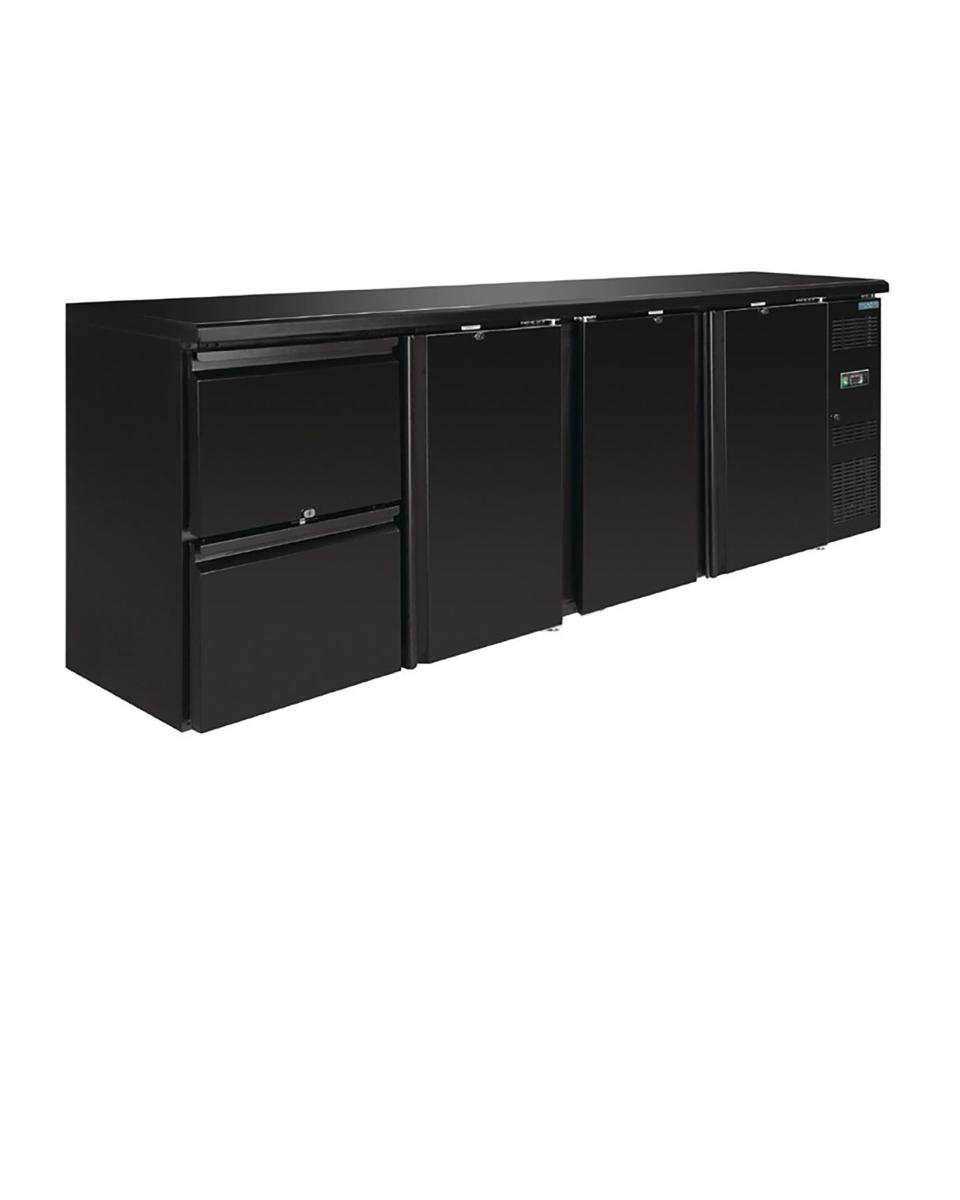 Barkühlschrank Kühltisch - 698 Liter - 3 Türen - 2 Schubladen - H 86 x 254,2 x 51,3 CM - 230 V - Stahl - Polar - GL188