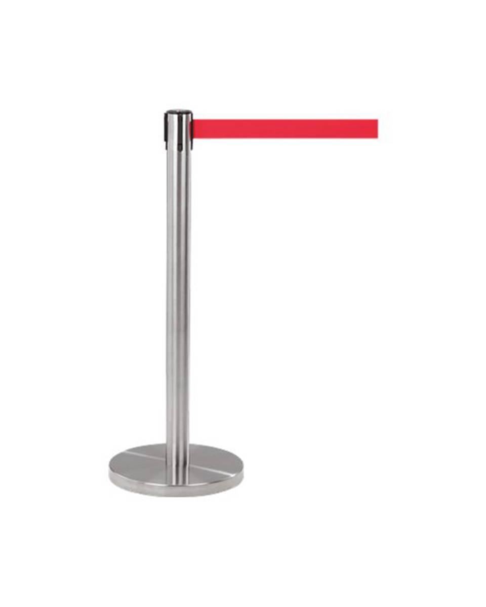 Absperrpfosten Edelstahl mit Zugband - Rot - G-Line - 17131