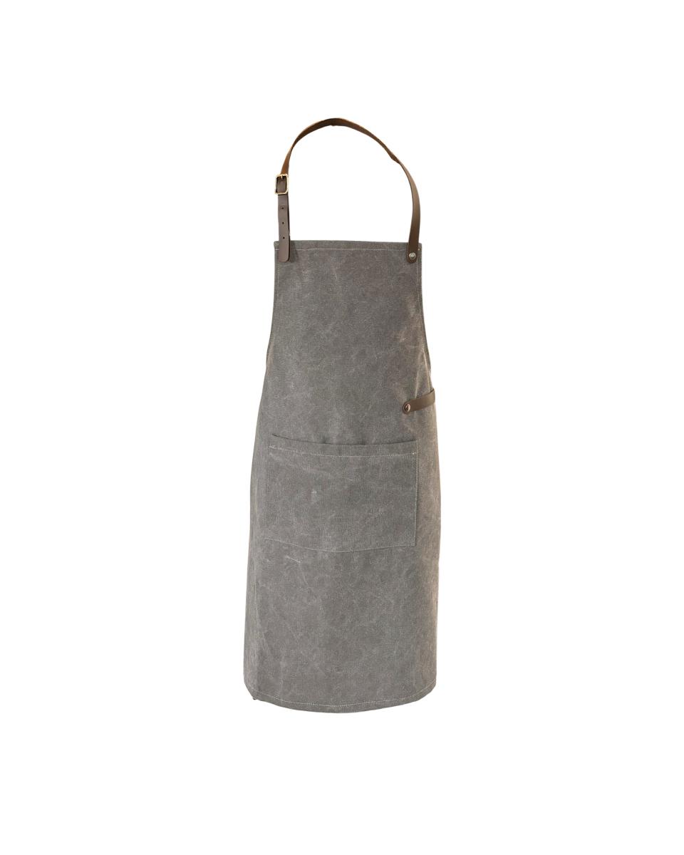 Schürze – Leder – gewaschenes Canvas – Grau – handgefertigtes Leder
