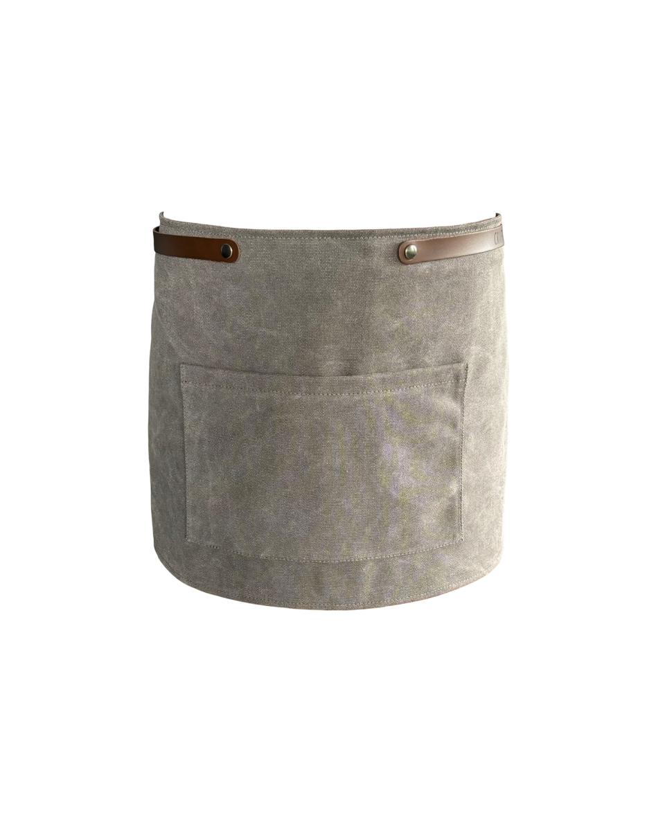 Slipper mit Tasche – Leder – gewaschenes Canvas – Taillenshorts – Grau – handgefertigtes Leder 