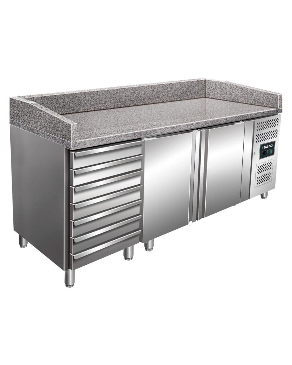 Pizza-Kühltisch - 2 Türen - H 109 x B 202,5 cm - 428 Liter - Edelstahl - Saro - 323-10921