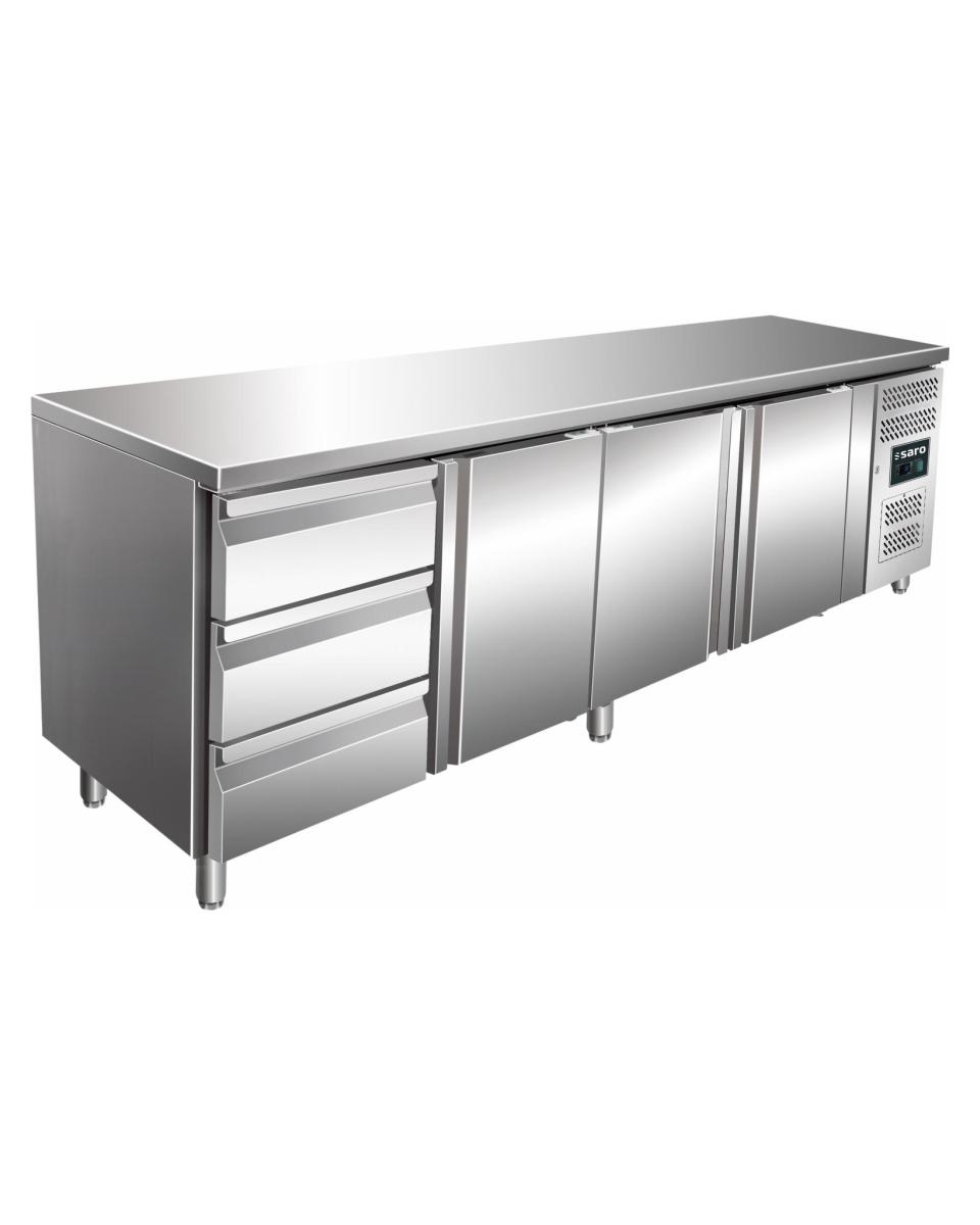 Kühltisch - 3 Türen - H 95 x B 223 cm - Edelstahl - Saro - 323-10722