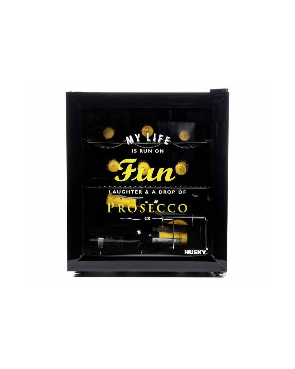 Mini Kühlschrank Glastür - Prosecco - 46 Liter - Schwarz - Husky - KK50-PROSECCO