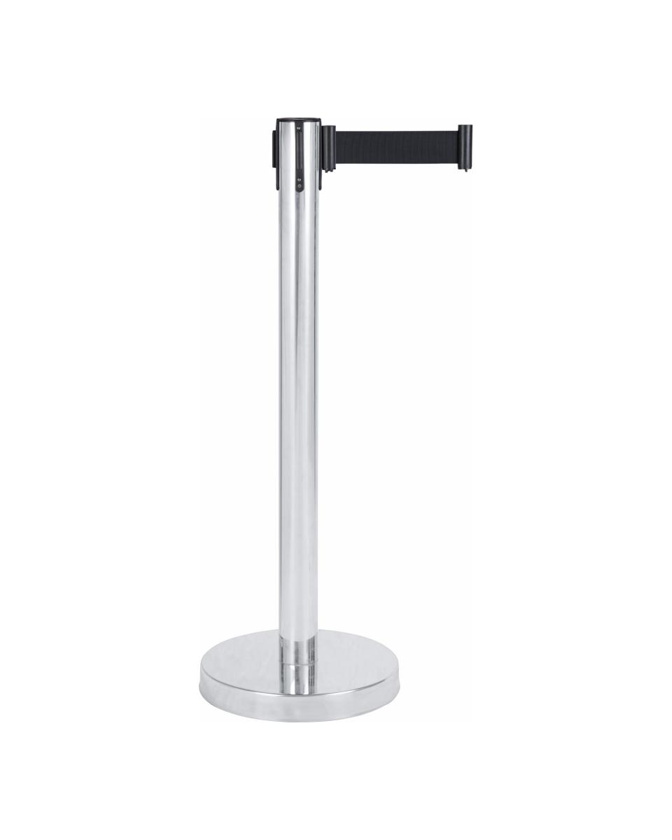 Absperrpfosten Edelstahl mit Zugband - Schwarz - G-Line - 17129