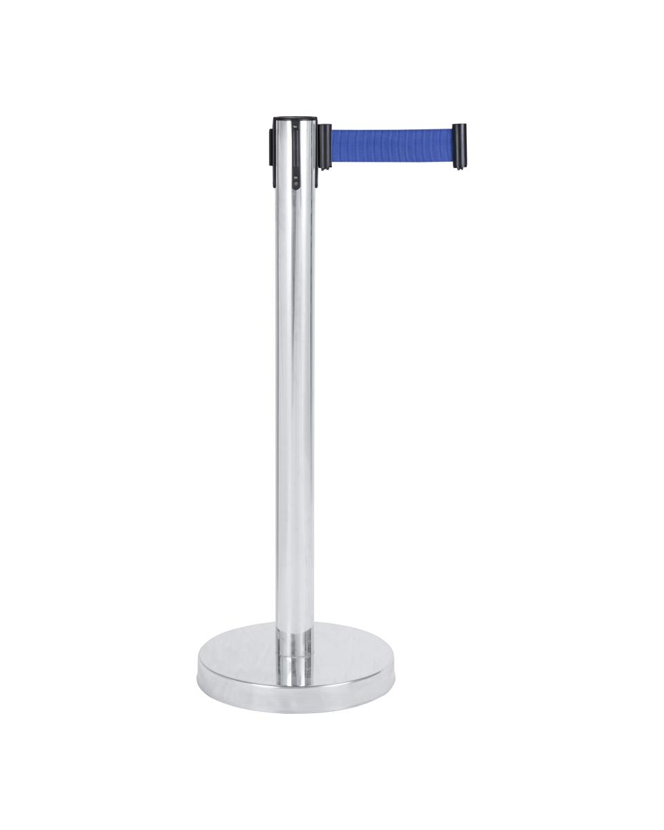 Absperrpfosten Edelstahl mit Zugband - Blau - G-Line - 17130