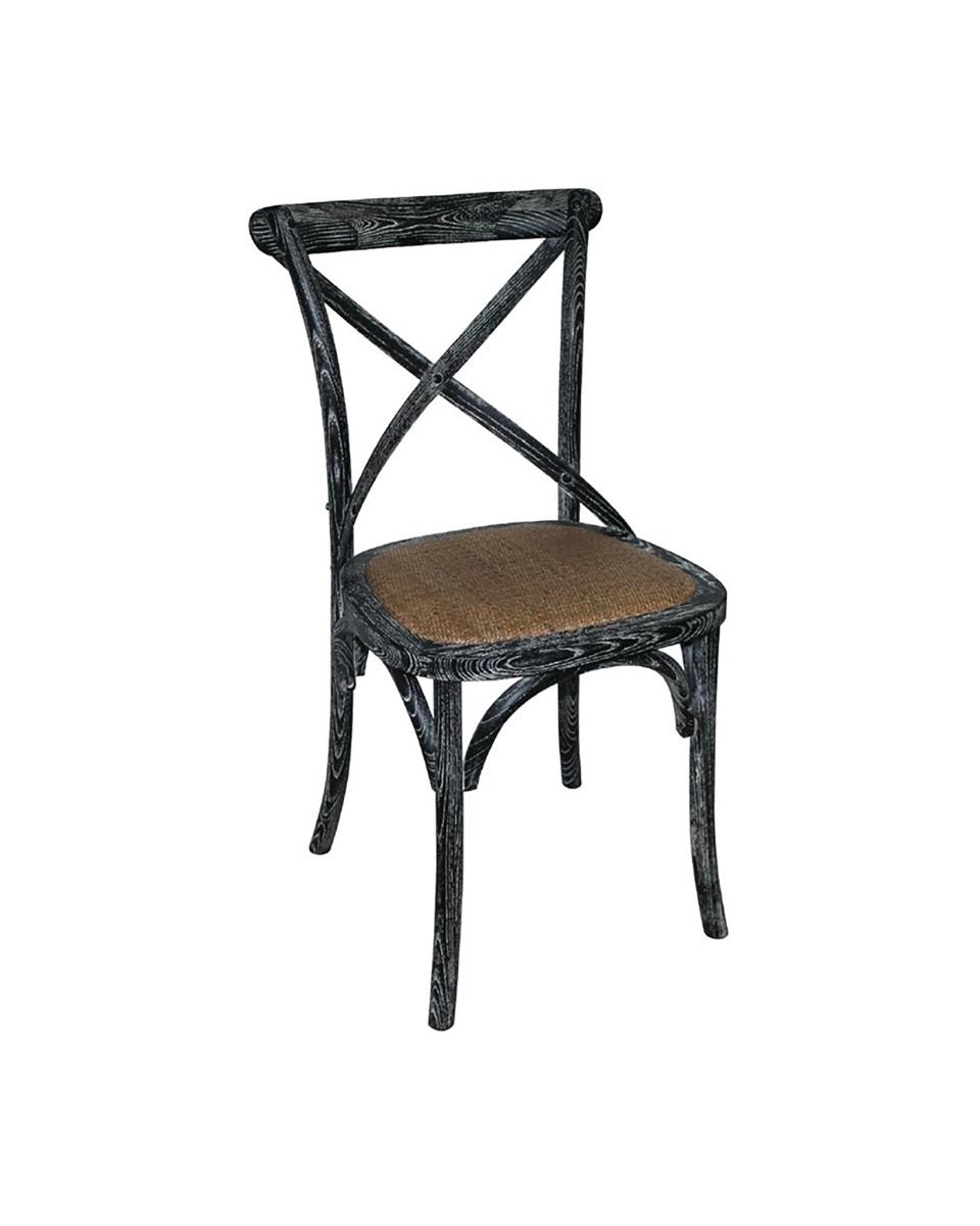 Holzstuhl mit gekreuzter Rückenlehne Black Wash - 2 Stück - GG654 - Bolero