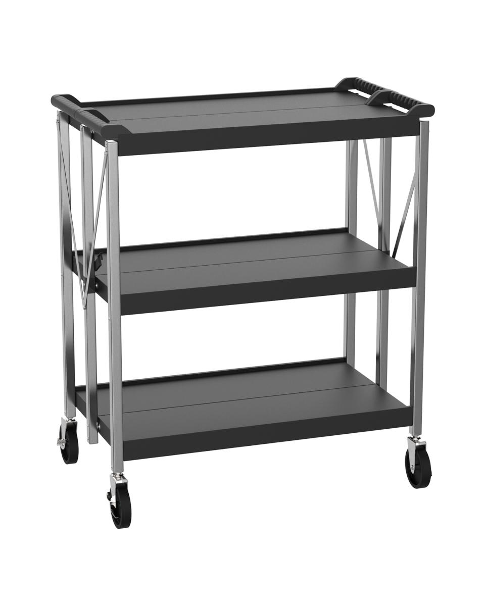 Servierwagen 3 Etagen - Klappbar - Edelstahl / Kunststoff Schwarz - G-Line