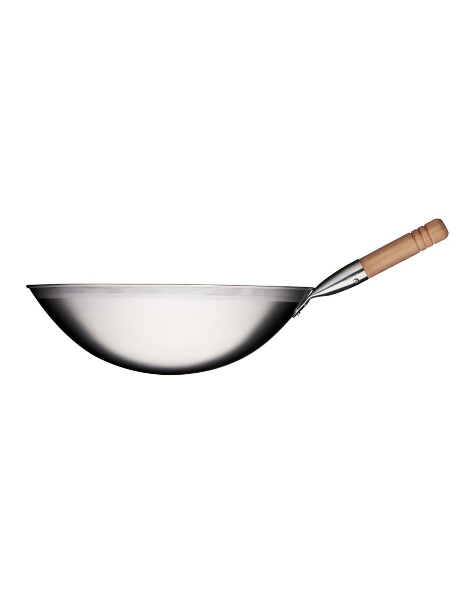 Wok - Ø40 x H 12 cm - Stahl - Holzgriff - G-Line