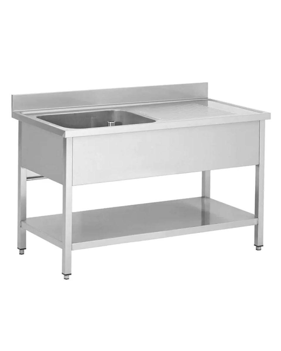 Edelstahl Catering-Spültisch - 1 Tablett links - mit Untergestell - zerlegbar - G-Line