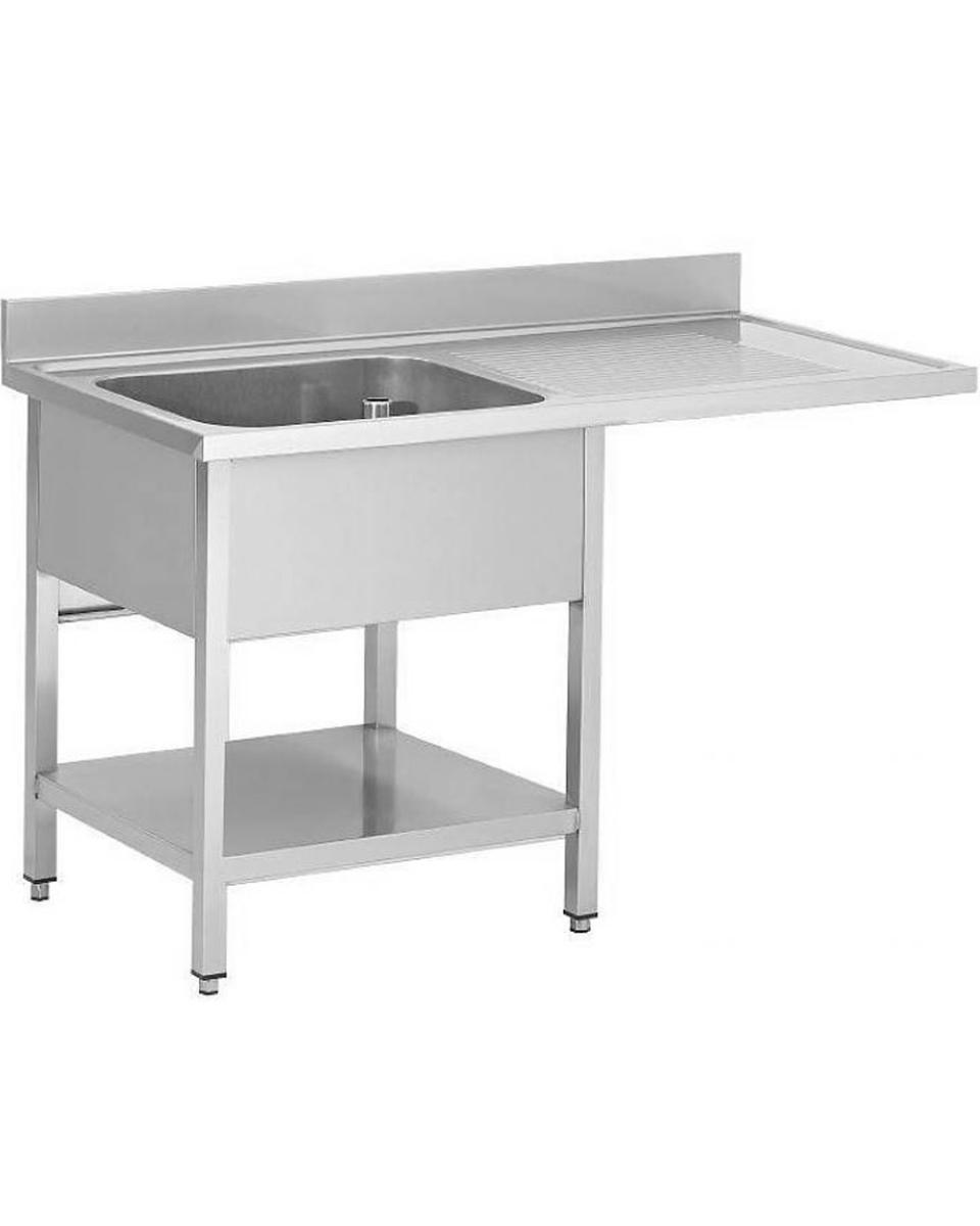 Edelstahl-Catering-Spültisch für Geschirrspüler - 1 Tablett links - Mit Einlegeböden - Zerlegbar - G-Line