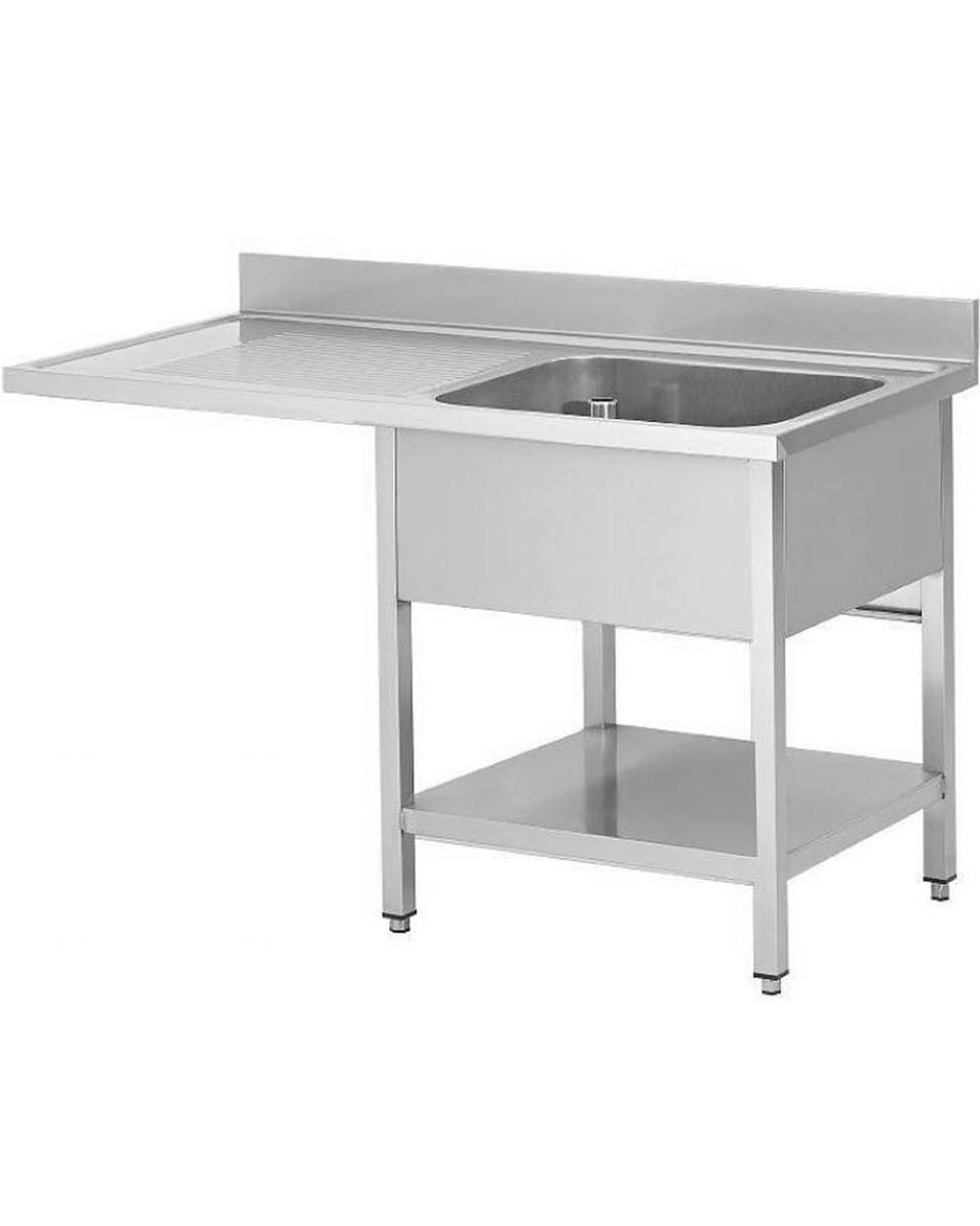 Edelstahl-Catering-Spüle für Geschirrspüler - 1 Tablett rechts - mit Einlegeböden - zerlegbar - G-Line