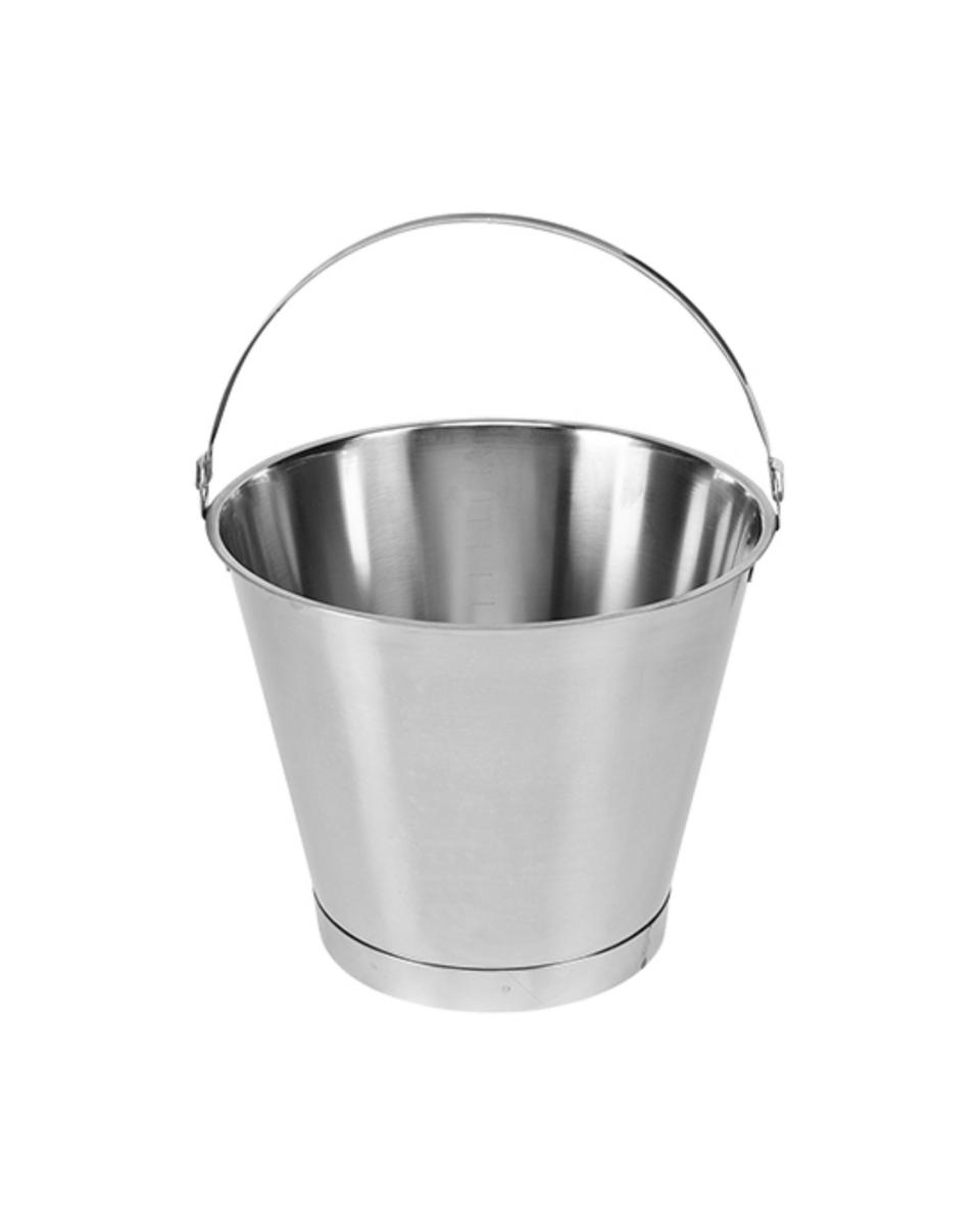 Edelstahl-Eimer mit Bodenreifen - 15 L.