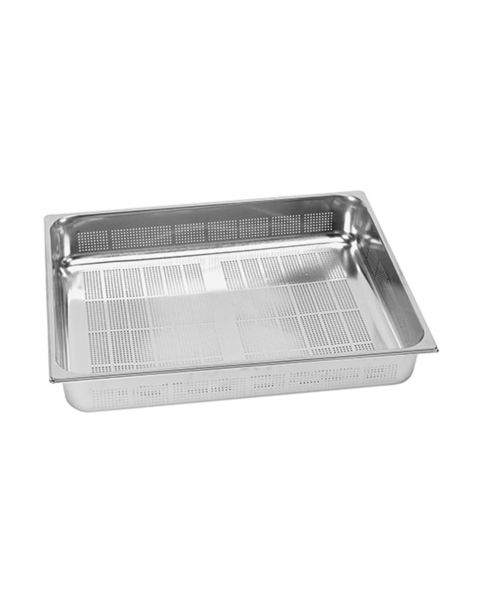 Perforierter Gastronorm-Behälter - Edelstahl - Stapelbar - GN 2/1 - H 20 x 65 x 53 cm - Caterchef - 953541
