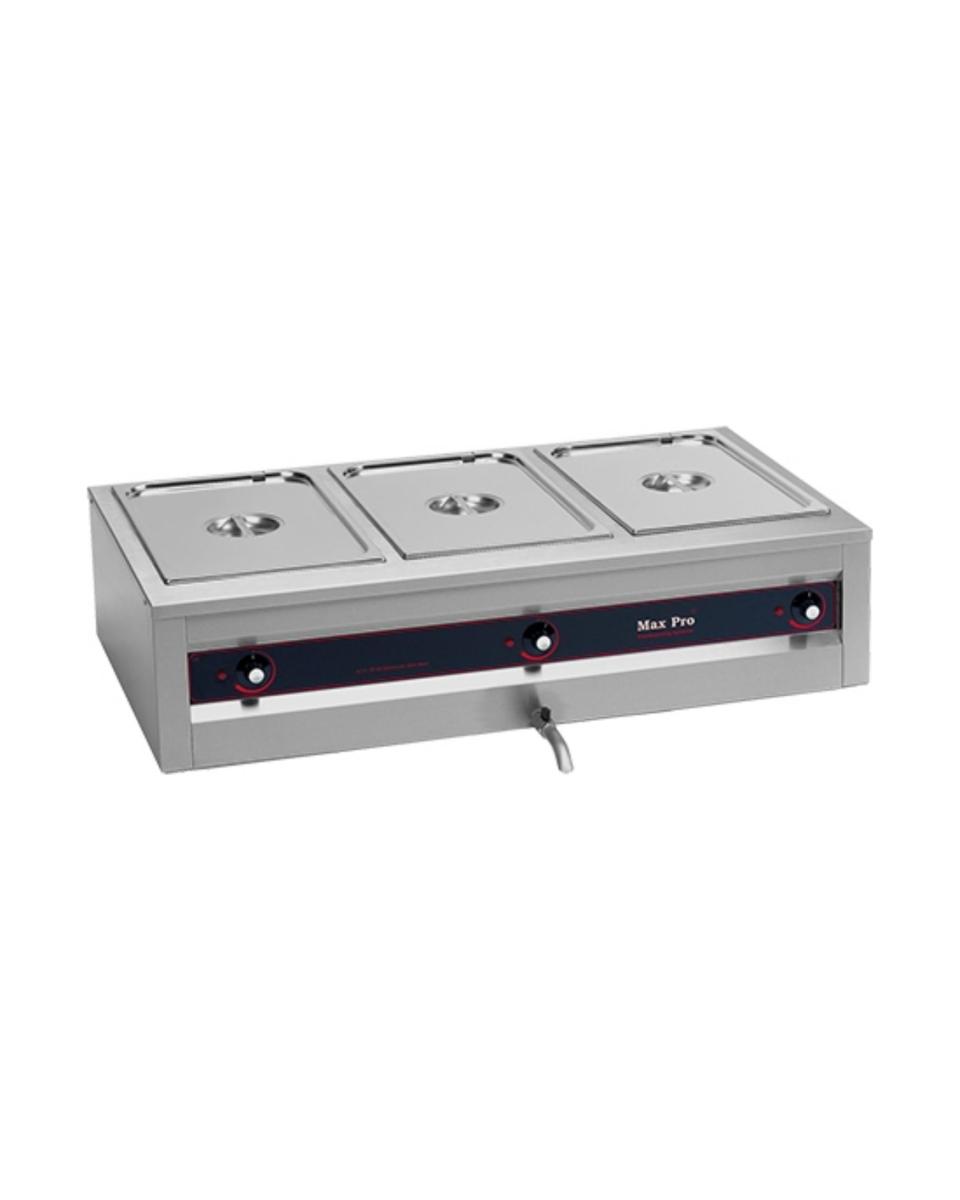Bain Marie - Edelstahl - 3 x 1/1 GN - Max Pro - 921252