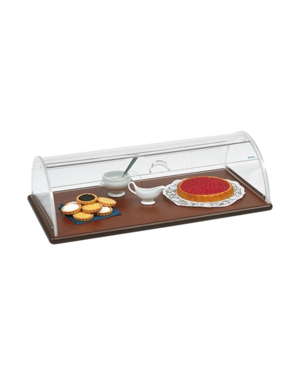 Buffetvitrine - H 30 x 90 x 49 CM - 25 KG - Plexiglas - Braun - Rolltop-Deckel - 710002
