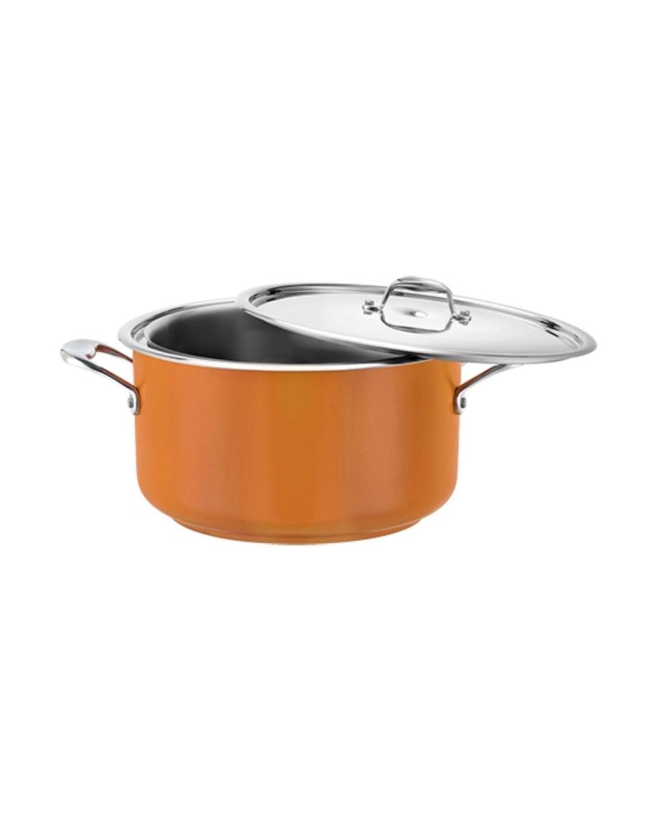 Bain-Marie-Pfanne – H 14 cm – 2,95 kg – Ø24 cm – Edelstahl 18/10 – Gelb – 3,1 Liter – Pujadas – 720963