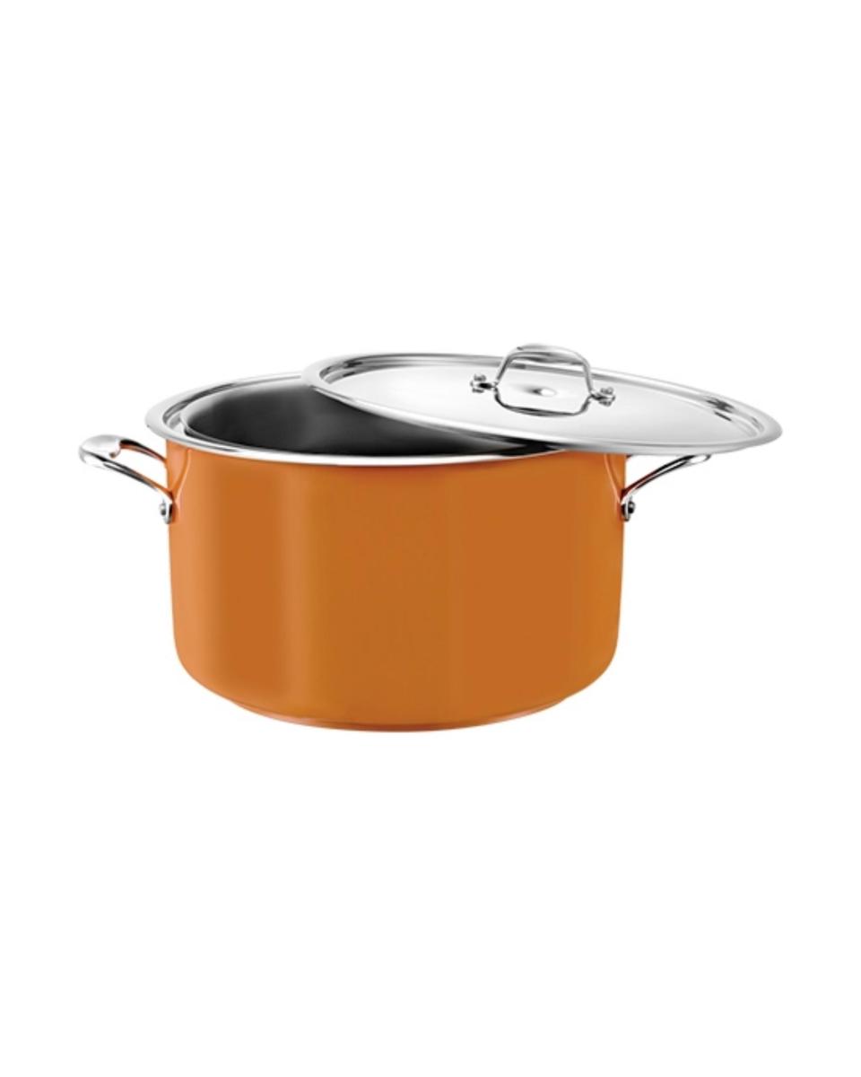 Bain-Marie-Pfanne – H 16 cm – 4,28 kg – Ø28 cm – Edelstahl 18/10 – Gelb – 5,4 Liter – Pujadas – 720964