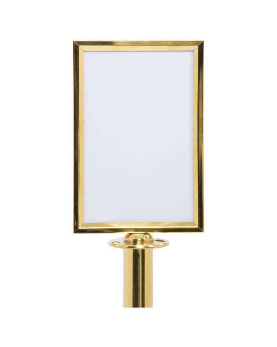 Plakatrahmen-Absperrpfosten – A4 – H 40 x 25,6 x 2,4 cm – Gold – Securit – RS-SIGN-A4-PG