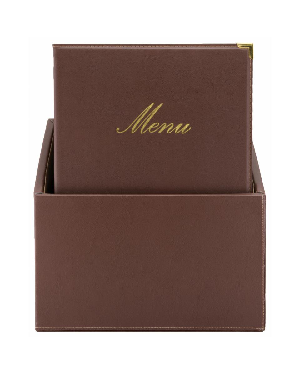 Menübox Classic - 20 Stück - A4 - Braun - Kunstleder - Securit