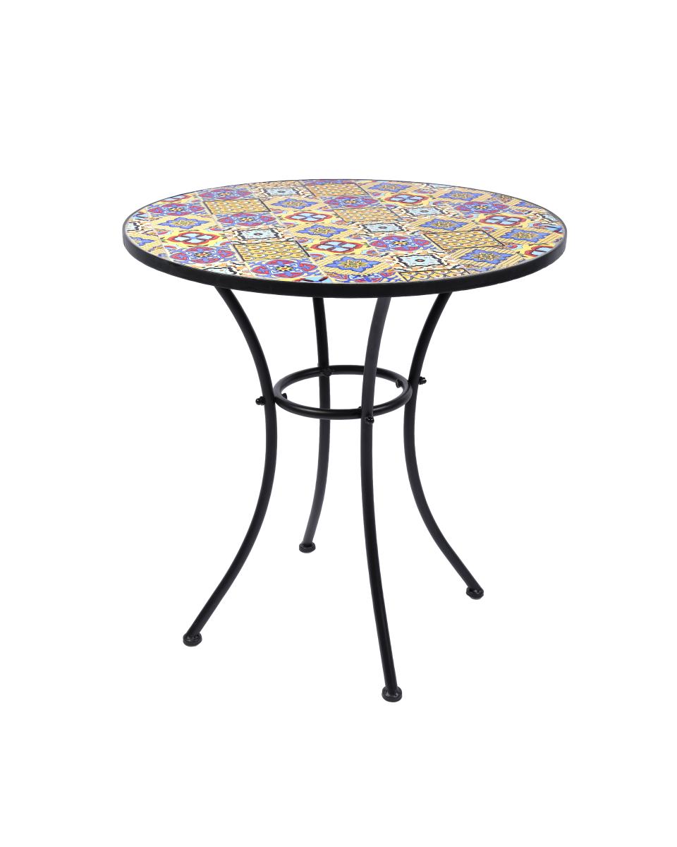 Terrassentisch - Keramik - Schwarzer Stahl - Rund - Ø 70 CM - G-Line