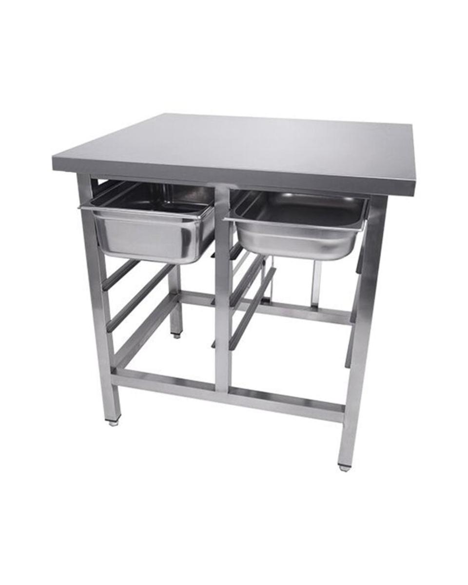 Arbeitstisch / Ständer - 1/1 GN - 8 Ebenen - H 90 x B 90 x T 70 CM - Edelstahl - G-Line