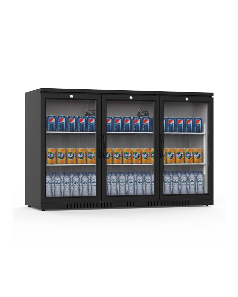 Kühlschrank mit Glastür – 320 Liter – 3 Türen – Schwarz – G-Line – Barkühlung