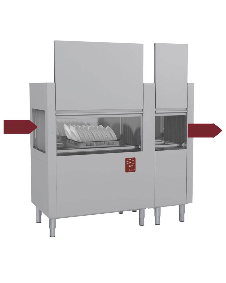 Korbtransportspülmaschine - Korb 50 x 50 cm - 200 Körbe/Stunde - 400V - H 161,5 x 170 x 77 cm - Diamond - DATIC20E/7