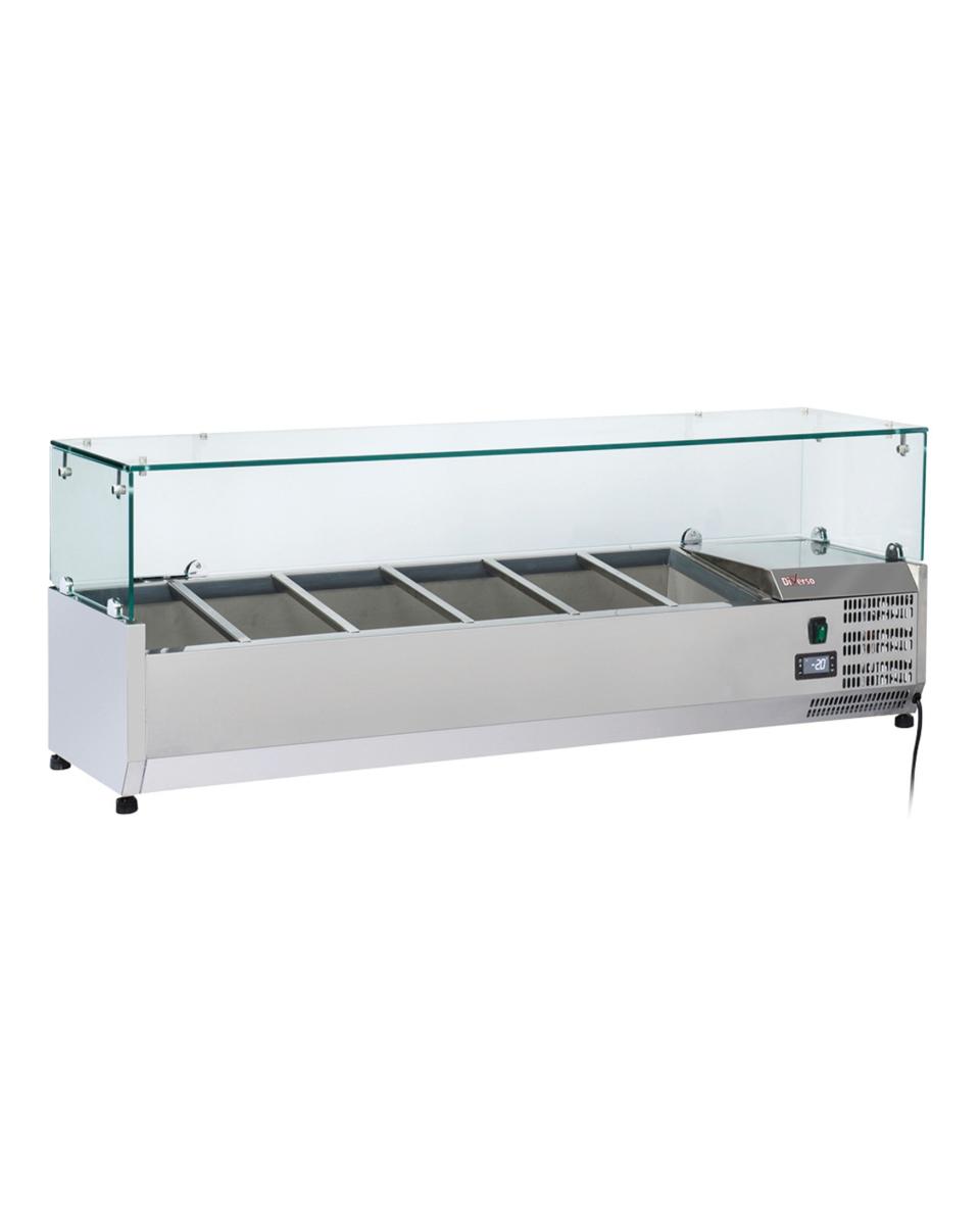 Kühlvitrine - 150 CM - 5x 1/3 GN und 1x 1/2GN - Glas - Diamant - SY160/DV-R6