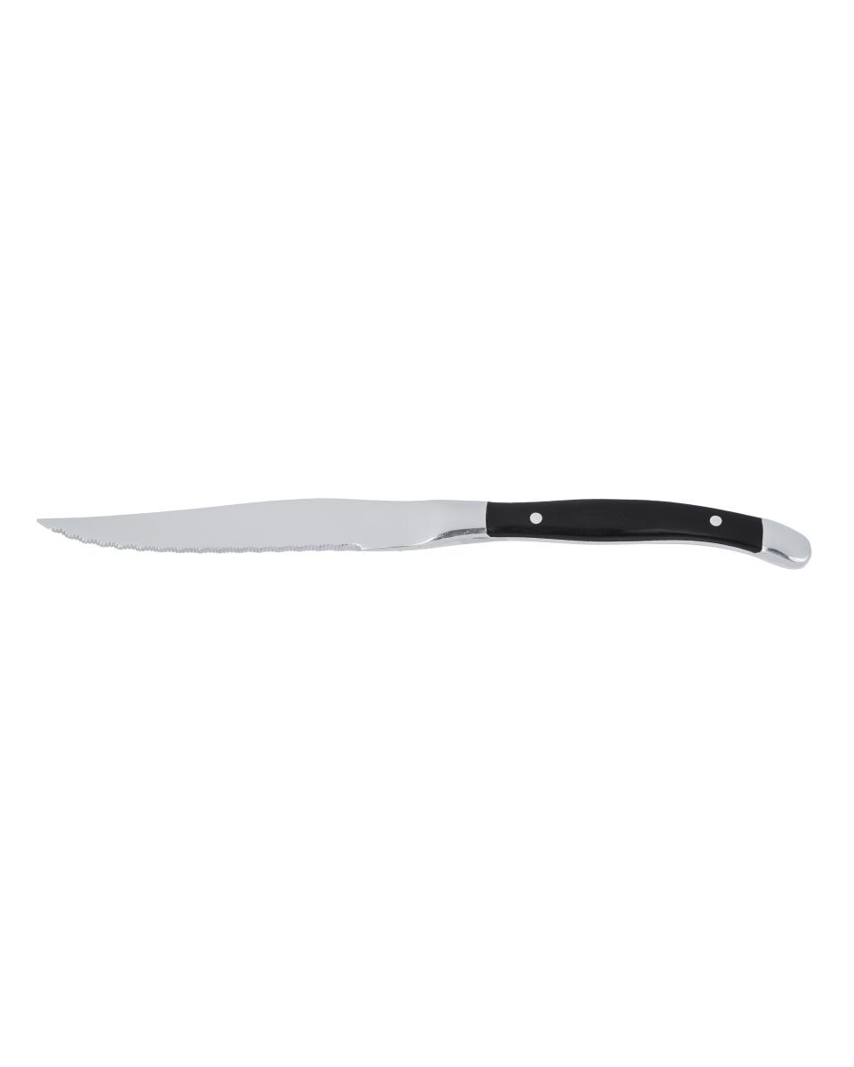 Steakmesser – 23,2 cm – schwarzer Griff – Chuletero – G-Tableware – 6 Stück – G-Linie