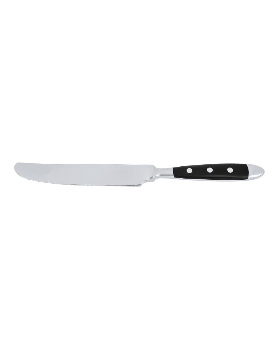 Tafelmesser – 21,4 cm – schwarzer Griff – Bistro – G-Tableware – 6 Stück – G-Linie