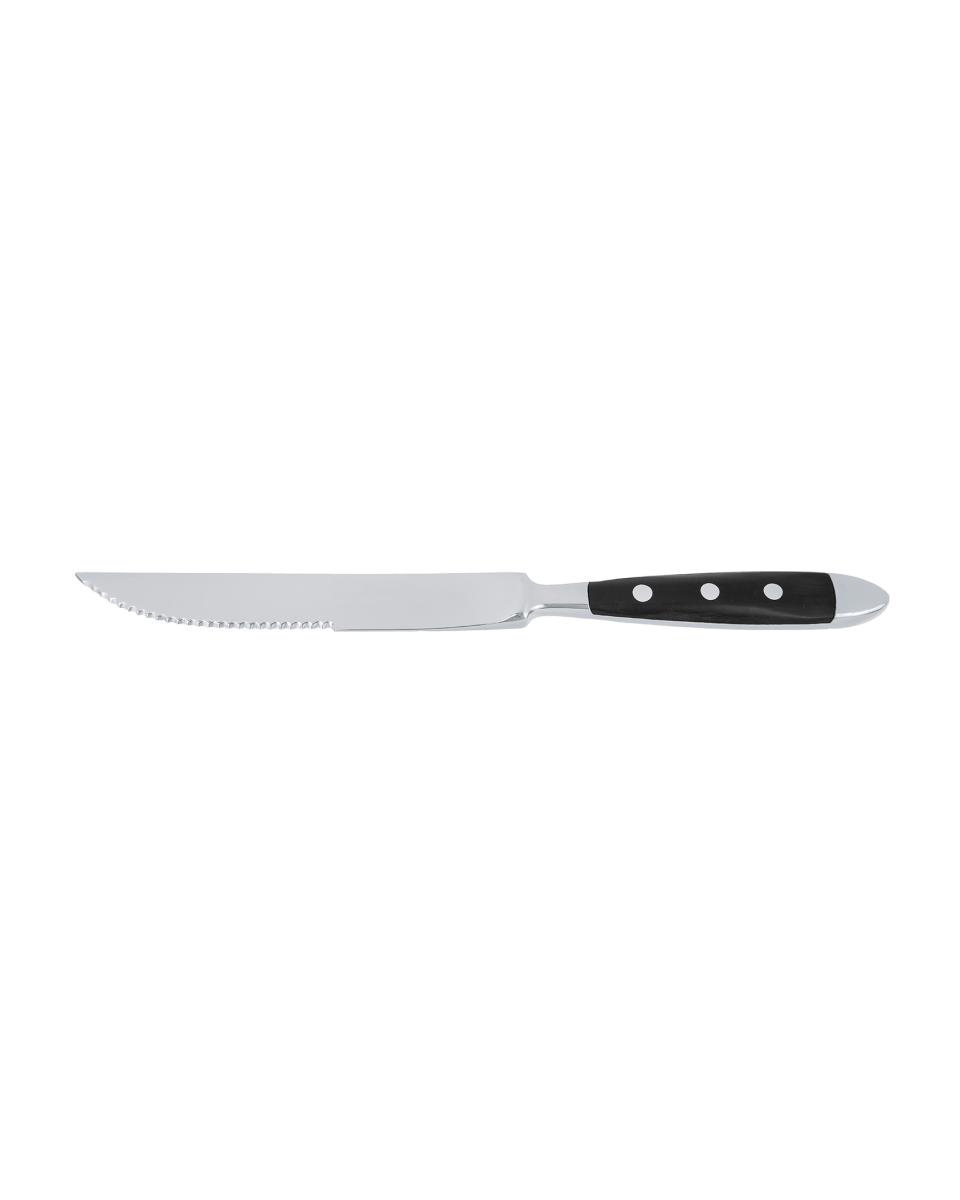 Steakmesser – 21,4 cm – schwarzer Griff – Bistro – G-Tableware – 6 Stück – G-Linie