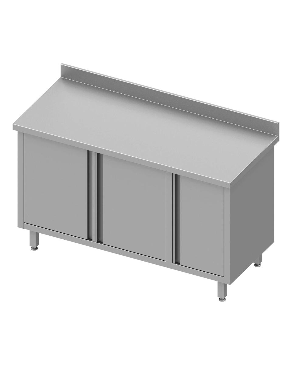 Geschlossener Edelstahltisch - Drehtüren - Schrank rechts - Aufkantung 10 cm - G-Line