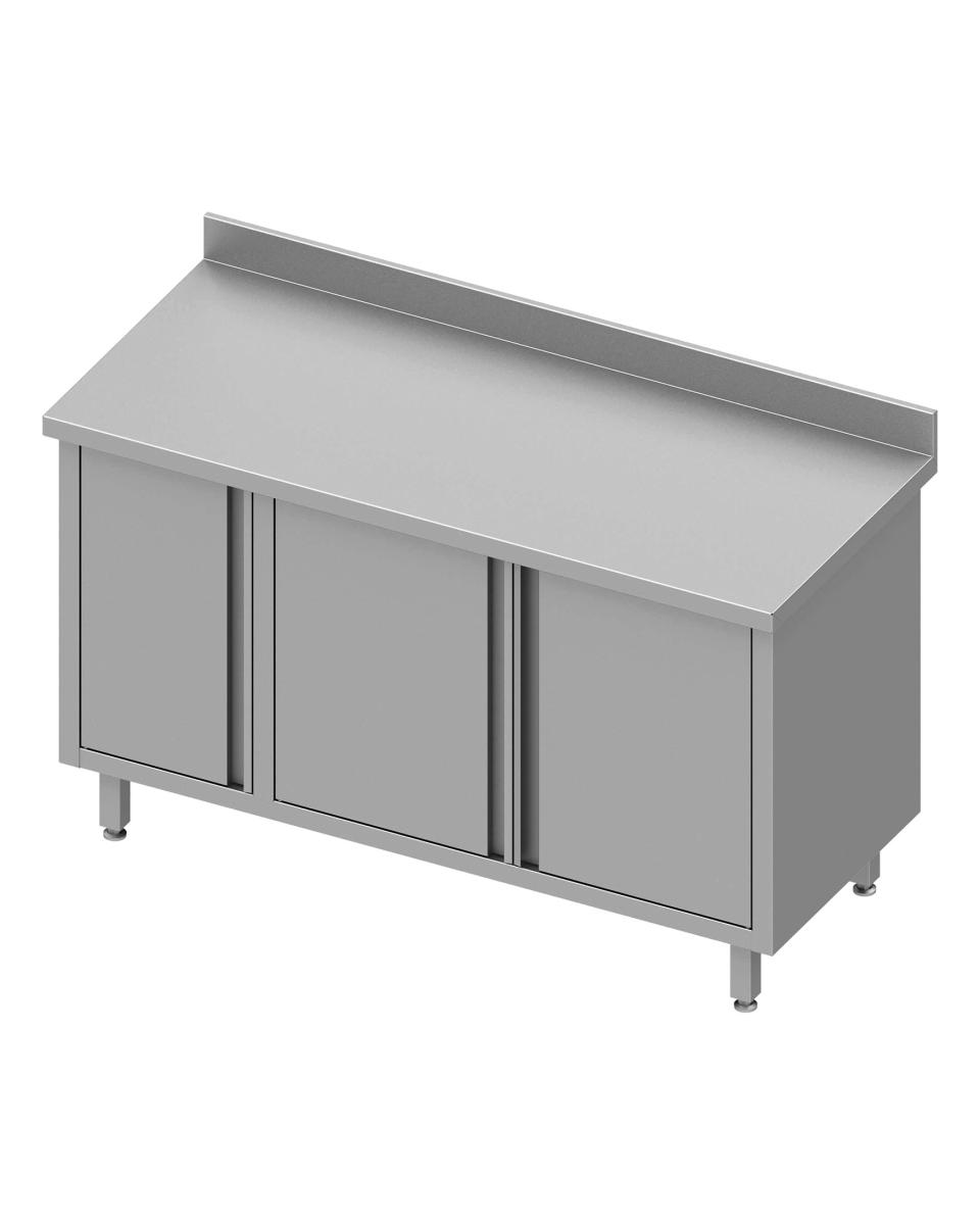 Geschlossener Edelstahltisch - Drehtüren - Schrank links - Aufkantung 10 cm - G-Line