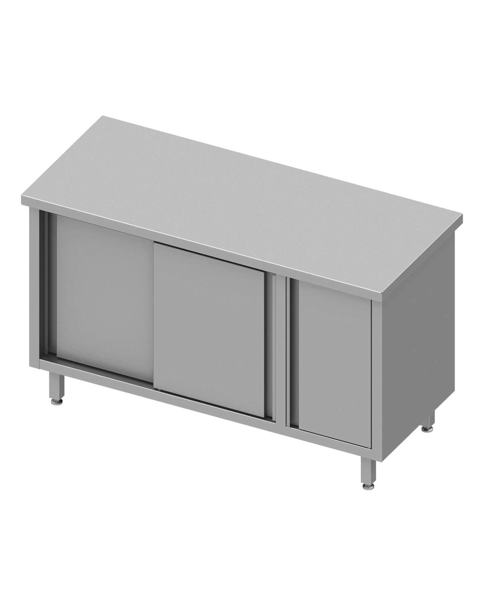 Geschlossener Edelstahltisch - Schiebetüren - Schrank links - Aufkantung 10 cm - G-Line
