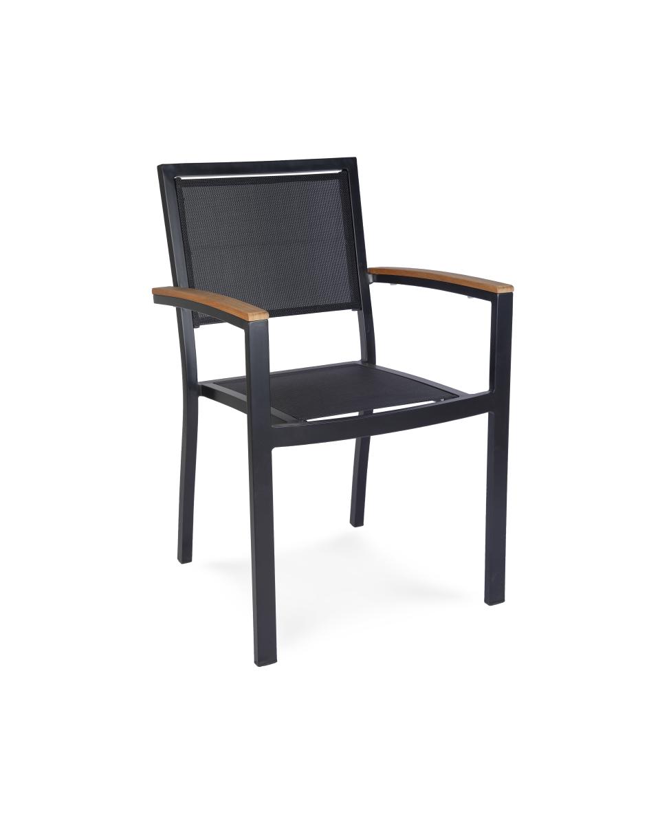 Terrassenstuhl Viva - Armlehne - Stapelbar - Schwarz