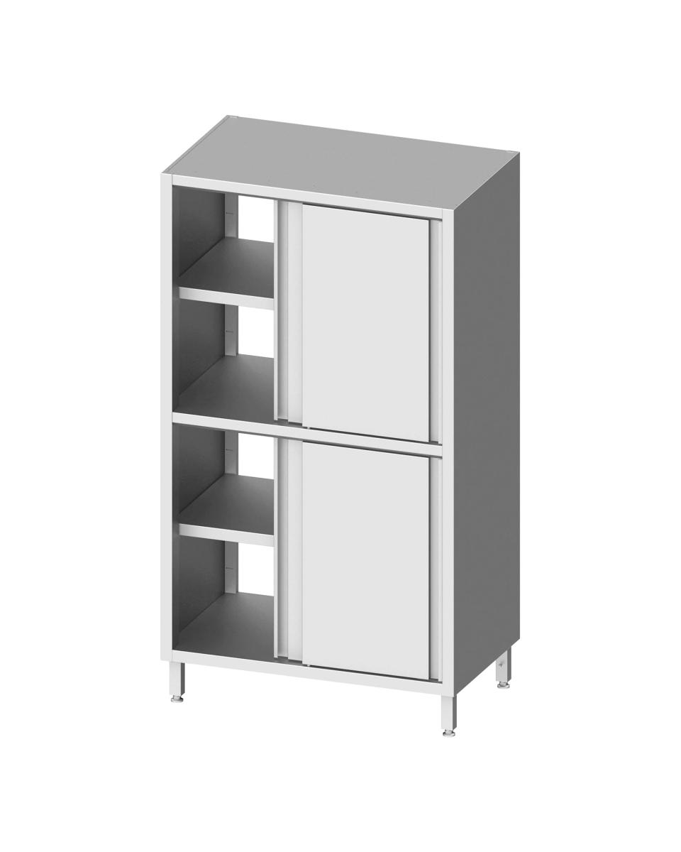 Hochschrank aus Edelstahl - Durchreichemodell - 4 Schiebetüren - Höhe 180 cm - G-Line