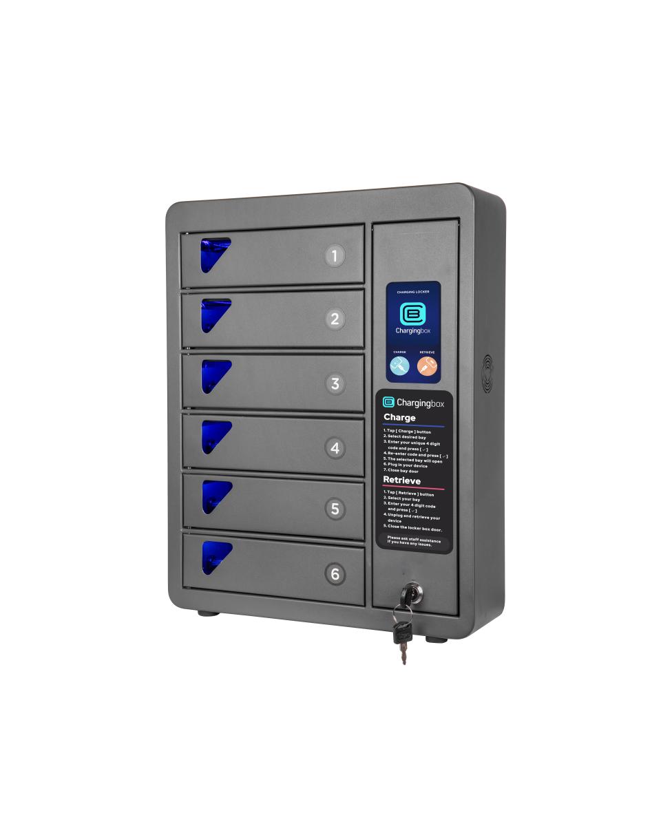 Ladestation - 6 Fächer - Schwarz - Schnellladegerät - Schnellladung möglich - Ladebox