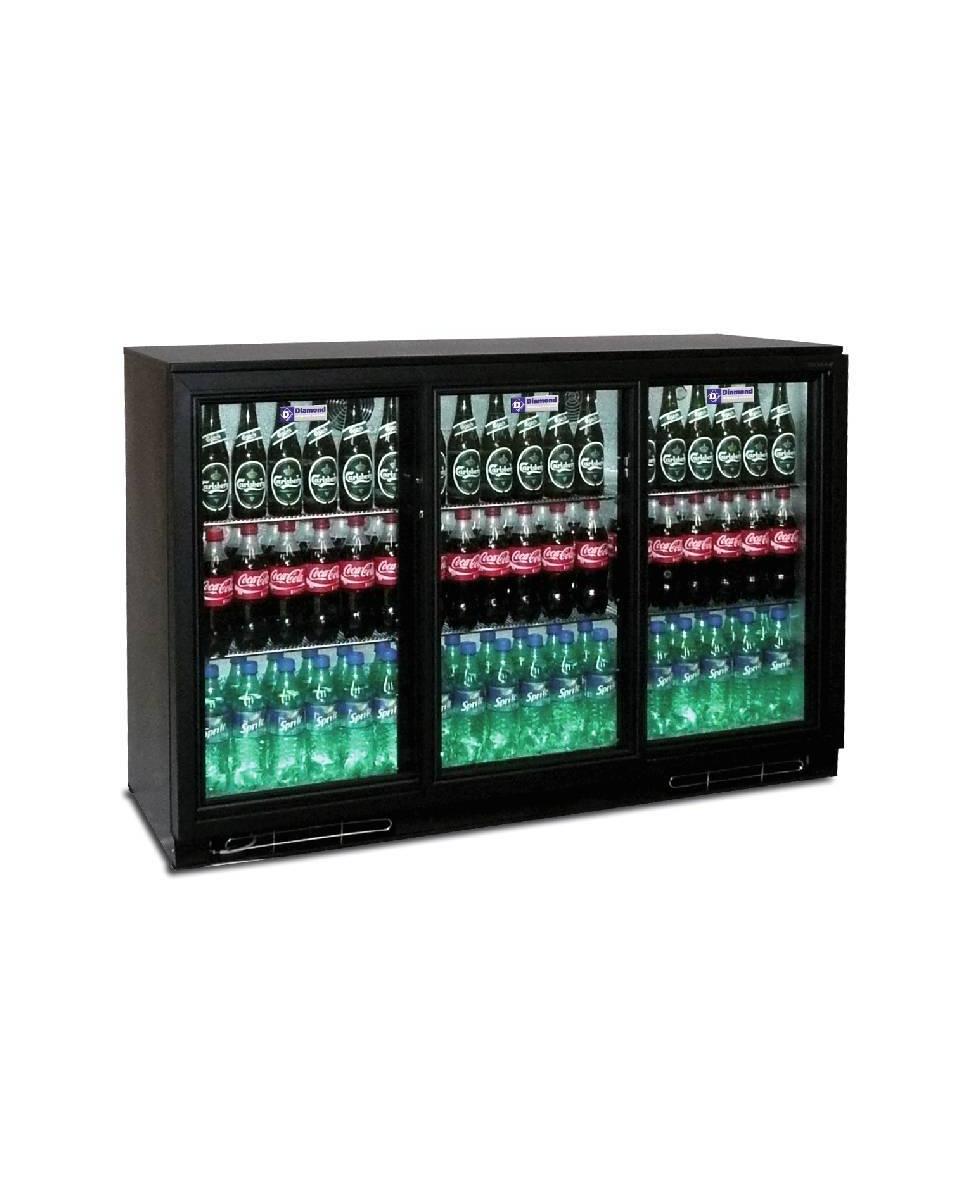 Kühlschrank Glastür – 300 Liter – 3 Türen – Schiebetüren – Schwarz – Diamant – TABS3/D-R2