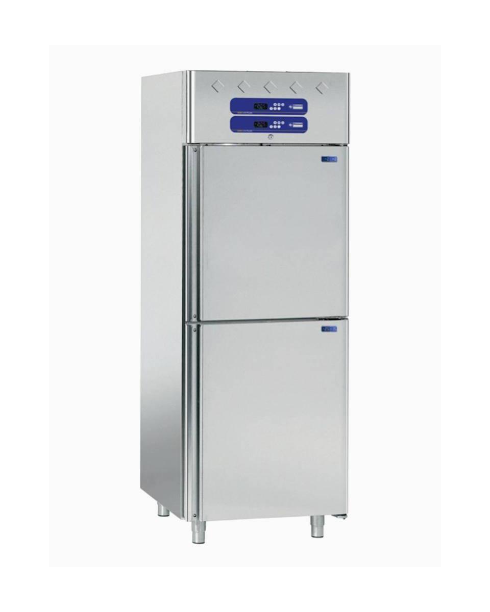 Kühlschrank und Fischkühlschrank - 700 Liter - 2 Türen - 2/1 GN & 1/1 GN - H 202,5 x 77 x 82 cm - Edelstahl - Diamond - AF2T/H2