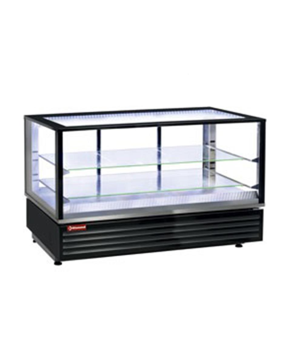 Warmhaltevitrine - 2 Ebenen - 1/1 GN / 60x40 cm - Schwarz - Diamond - VHDG-B1